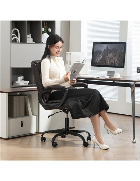 HOMCOM Executive Office Chair, Faux Leather Desk Chair with Height Adjustable, Swivel Wheels and Tilt Function, Computer Chair f - pic 120267 | FastDaddyshop