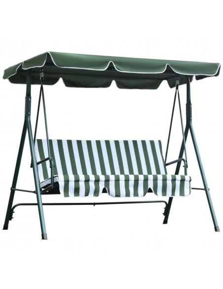 Outsunny Steel 3-Seater Swing Chair with Adjustable Canopy, Green - pic 12027 | FastDaddyshop