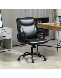 HOMCOM Executive Office Chair, Faux Leather Desk Chair with Height Adjustable, Swivel Wheels and Tilt Function, Computer Chair f 2