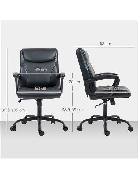 HOMCOM Executive Office Chair, Faux Leather Desk Chair with Height Adjustable, Swivel Wheels and Tilt Function, Computer Chair f - pic 120272 | FastDaddyshop