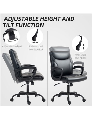 HOMCOM Executive Office Chair, Faux Leather Desk Chair with Height Adjustable, Swivel Wheels and Tilt Function, Computer Chair f