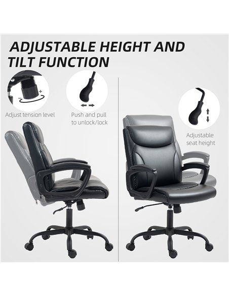 HOMCOM Executive Office Chair, Faux Leather Desk Chair with Height Adjustable, Swivel Wheels and Tilt Function, Computer Chair f - pic 120274 | FastDaddyshop