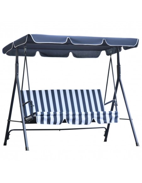 Outsunny Steel 3-Seater Swing Chair with Adjustable Canopy, Blue - pic 12028 | FastDaddyshop