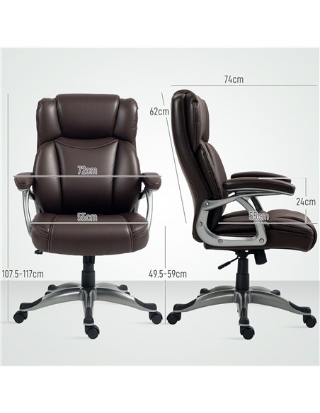 HOMCOM 49.5-59cm Faux Leather Office Chair - Brown - pic 120281 | FastDaddyshop