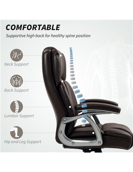 HOMCOM 49.5-59cm Faux Leather Office Chair - Brown - pic 120282 | FastDaddyshop