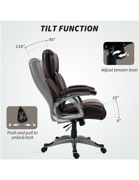 HOMCOM 49.5-59cm Faux Leather Office Chair - Brown - pic 120284 | FastDaddyshop