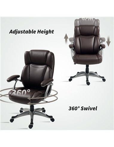 HOMCOM 49.5-59cm Faux Leather Office Chair - Brown