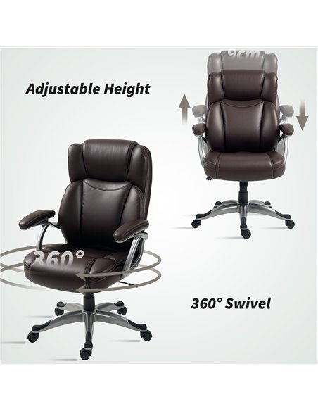 HOMCOM 49.5-59cm Faux Leather Office Chair - Brown - pic 120285 | FastDaddyshop
