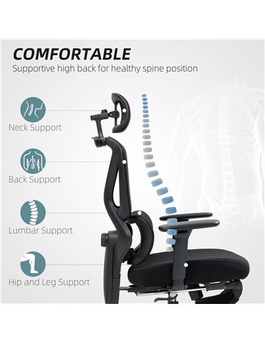HOMCOM Ergonomic and Adjustable Office Chair - Black