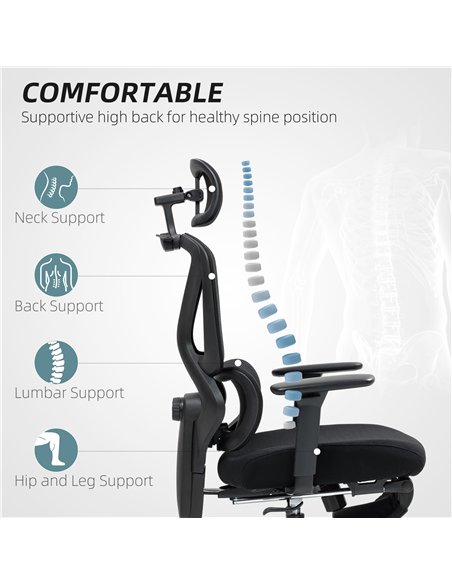 HOMCOM Ergonomic and Adjustable Office Chair - Black - pic 120291 | FastDaddyshop
