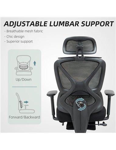 HOMCOM Ergonomic and Adjustable Office Chair - Black