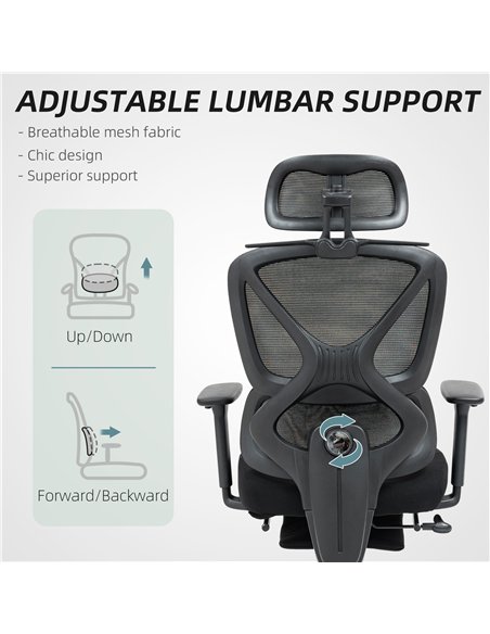 HOMCOM Ergonomic and Adjustable Office Chair - Black - pic 120292 | FastDaddyshop