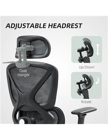 HOMCOM Ergonomic and Adjustable Office Chair - Black
