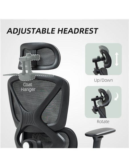 HOMCOM Ergonomic and Adjustable Office Chair - Black - pic 120293 | FastDaddyshop
