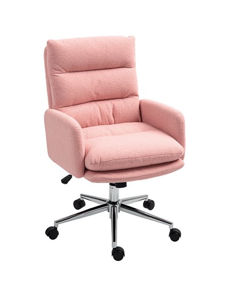 HOMCOM 91-99cm Sherpa Fleece Office Chair - Pink - pic 120297 | FastDaddyshop