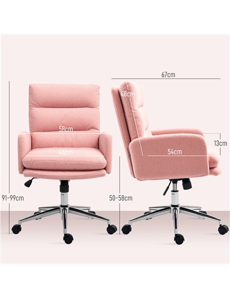 HOMCOM 91-99cm Sherpa Fleece Office Chair - Pink - pic 120299 | FastDaddyshop