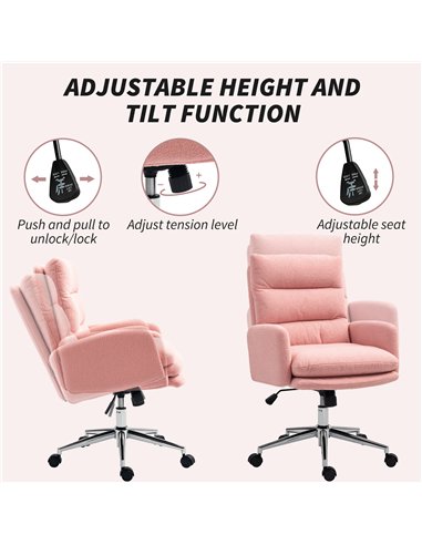 HOMCOM 91-99cm Sherpa Fleece Office Chair - Pink