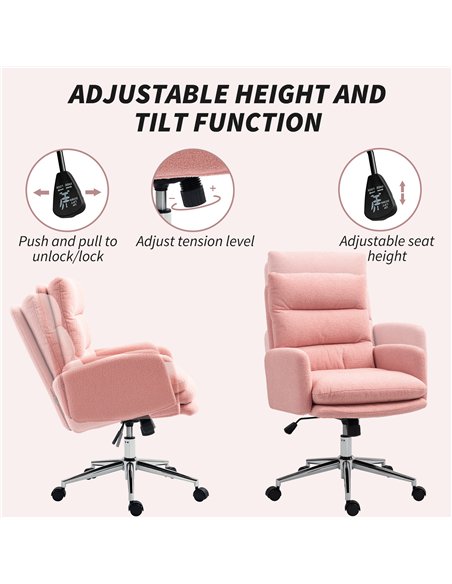 HOMCOM 91-99cm Sherpa Fleece Office Chair - Pink - pic 120301 | FastDaddyshop