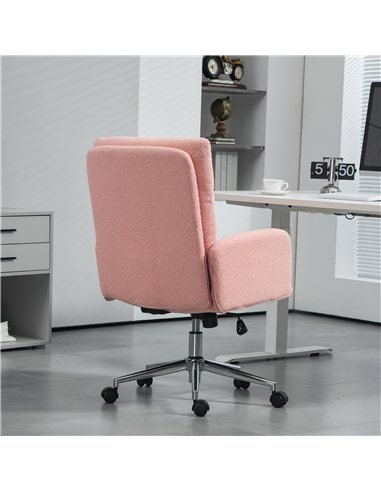 HOMCOM 91-99cm Sherpa Fleece Office Chair - Pink