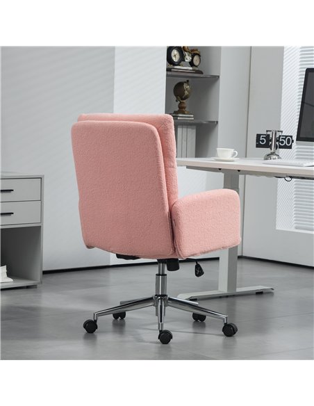 HOMCOM 91-99cm Sherpa Fleece Office Chair - Pink - pic 120304 | FastDaddyshop