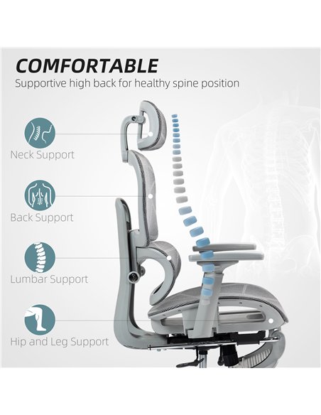 HOMCOM Executive Office Chair, Ergonomic Mesh High Back Desk Chair with Lumbar Support, Reclining Function, Swivel Computer Chai - pic 120309 | FastDaddyshop