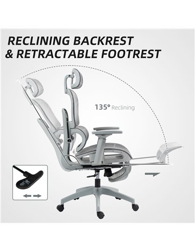 HOMCOM Executive Office Chair, Ergonomic Mesh High Back Desk Chair with Lumbar Support, Reclining Function, Swivel Computer Chai