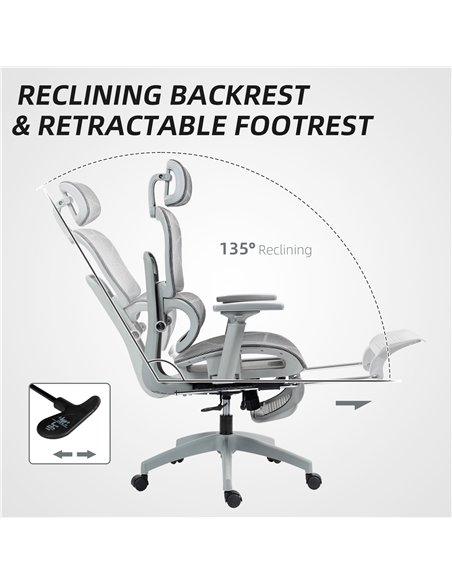 HOMCOM Executive Office Chair, Ergonomic Mesh High Back Desk Chair with Lumbar Support, Reclining Function, Swivel Computer Chai - pic 120311 | FastDaddyshop