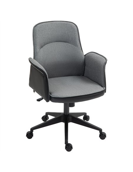 HOMCOM Linen and Faux Leather Mix Office Chair - Grey - pic 120333 | FastDaddyshop