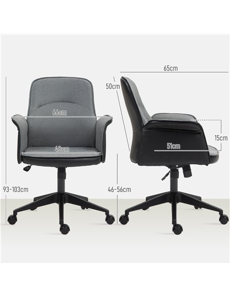 HOMCOM Linen and Faux Leather Mix Office Chair - Grey - pic 120335 | FastDaddyshop