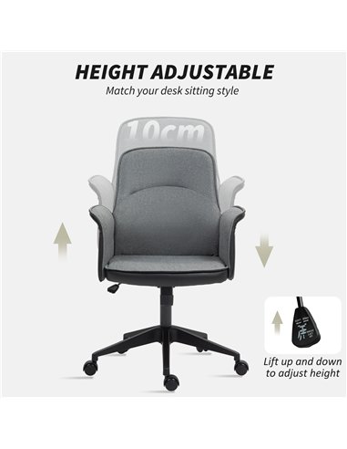 HOMCOM Linen and Faux Leather Mix Office Chair - Grey