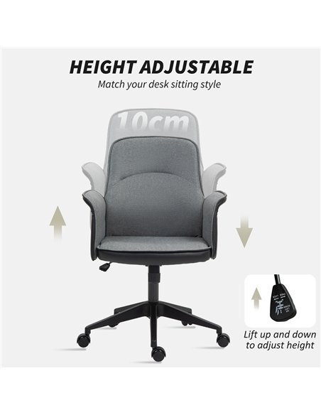 HOMCOM Linen and Faux Leather Mix Office Chair - Grey - pic 120338 | FastDaddyshop