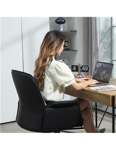 HOMCOM Linen and Faux Leather Mix Office Chair - Grey
