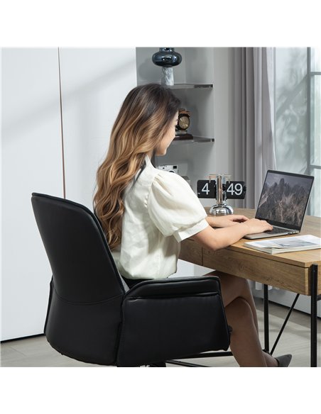 HOMCOM Linen and Faux Leather Mix Office Chair - Grey - pic 120341 | FastDaddyshop