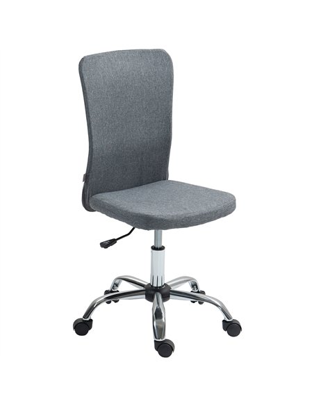 HOMCOM Armless Computer Desk Chair, Fabric Swivel Office Chair, Makeup Vanity Chair with Height Adjustable, Wheels, for Home Stu - pic 120351 | FastDaddyshop