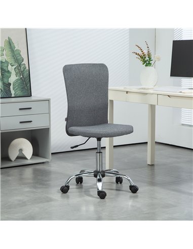 HOMCOM Armless Computer Desk Chair, Fabric Swivel Office Chair, Makeup Vanity Chair with Height Adjustable, Wheels, for Home Stu