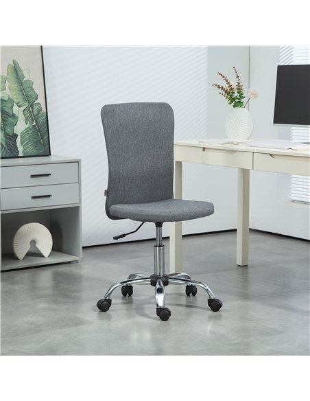 HOMCOM Armless Computer Desk Chair, Fabric Swivel Office Chair, Makeup Vanity Chair with Height Adjustable, Wheels, for Home Stu - pic 120352 | FastDaddyshop