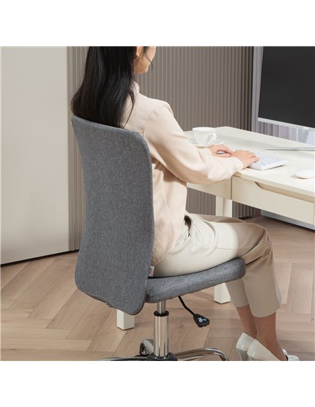 HOMCOM Armless Computer Desk Chair, Fabric Swivel Office Chair, Makeup Vanity Chair with Height Adjustable, Wheels, for Home Stu - pic 120358 | FastDaddyshop