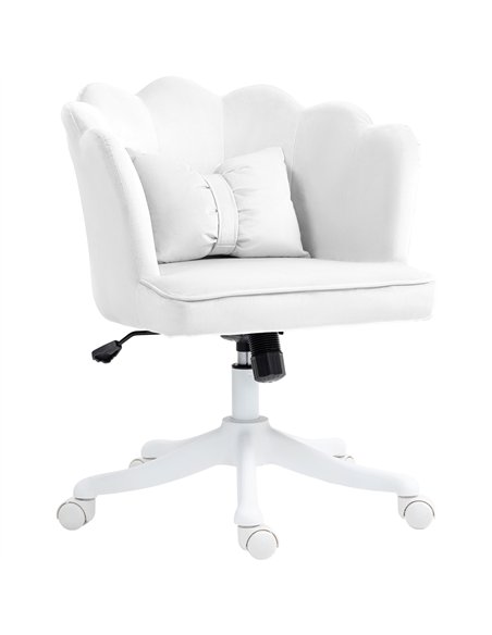 HOMCOM Velvet Office Chair with Petal Shell Back and Lumbar Pillow, Armless Desk Chair with Wide Seat and Tilt Function, Height  - pic 120369 | FastDaddyshop