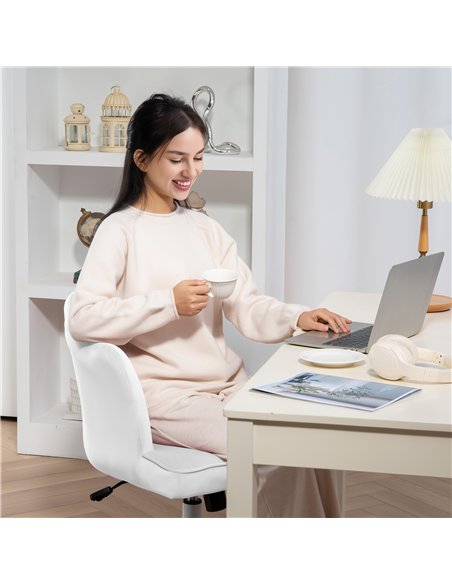 HOMCOM Velvet Office Chair with Petal Shell Back and Lumbar Pillow, Armless Desk Chair with Wide Seat and Tilt Function, Height  - pic 120376 | FastDaddyshop