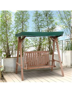 Outsunny Fir Wood 2-Seater Outdoor Garden Swing Chair with Canopy, Green 2