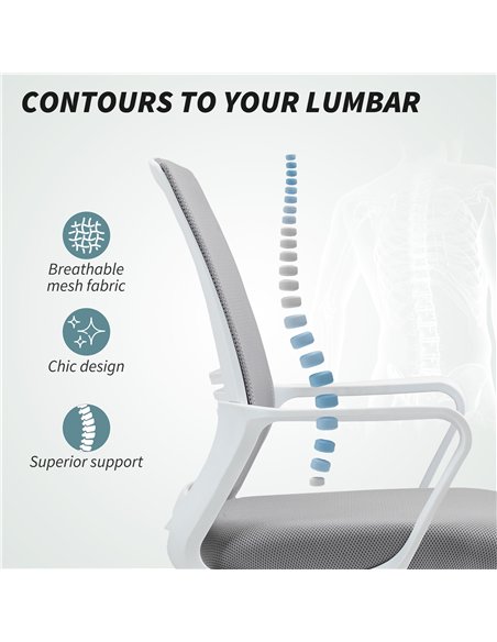 HOMCOM Draughtsman Chair, Mesh Drafting Chair, Ergonomic Office Chair with Lumbar Support, Adjustable Foot Ring, Grey - pic 120392 | FastDaddyshop