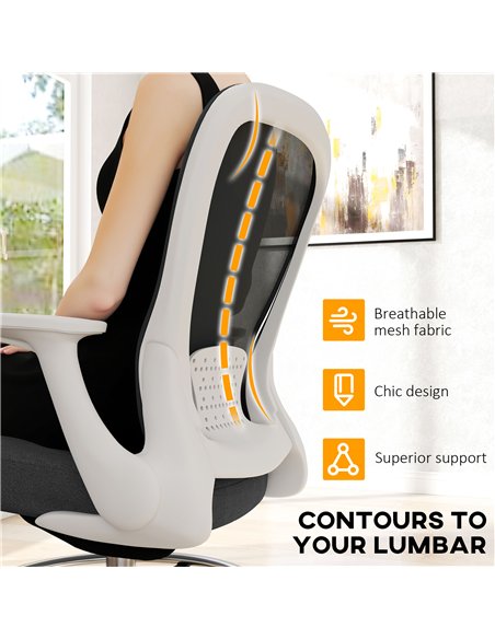 HOMCOM Draughtsman Chair, Mesh Drafting Chair, Ergonomic Office Chair with Flip-up Armrest, Adjustable Foot Ring, Black White - pic 120411 | FastDaddyshop