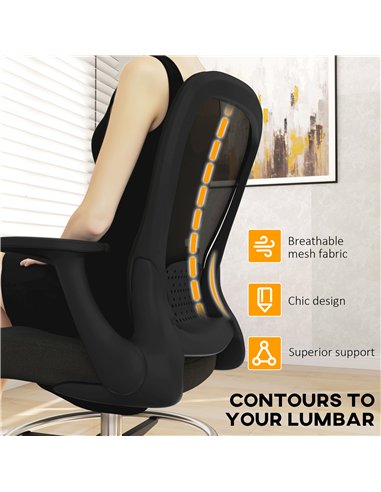 HOMCOM Draughtsman Chair, Mesh Drafting Chair, Ergonomic Office Chair with Flip-up Armrest, Adjustable Foot Ring, Black