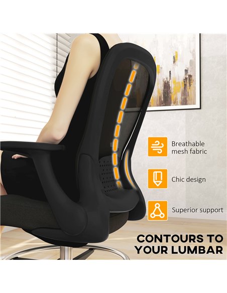 HOMCOM Draughtsman Chair, Mesh Drafting Chair, Ergonomic Office Chair with Flip-up Armrest, Adjustable Foot Ring, Black - pic 120420 | FastDaddyshop