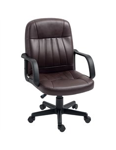 HOMCOM Swivel Executive Chair PU Leather Computer Desk Chair, Dark Brown