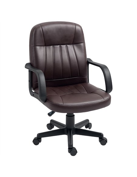 HOMCOM Swivel Executive Chair PU Leather Computer Desk Chair, Dark Brown - pic 120432 | FastDaddyshop