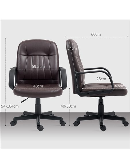 HOMCOM Swivel Executive Chair PU Leather Computer Desk Chair, Dark Brown - pic 120434 | FastDaddyshop