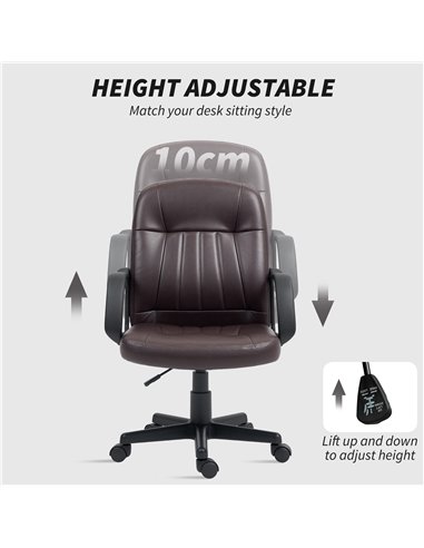 HOMCOM Swivel Executive Chair PU Leather Computer Desk Chair, Dark Brown