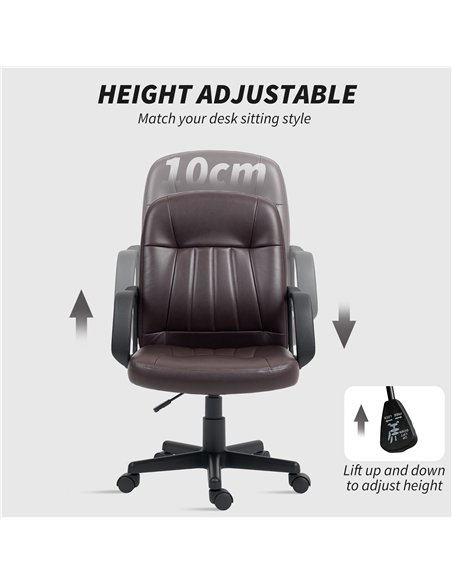 HOMCOM Swivel Executive Chair PU Leather Computer Desk Chair, Dark Brown - pic 120435 | FastDaddyshop