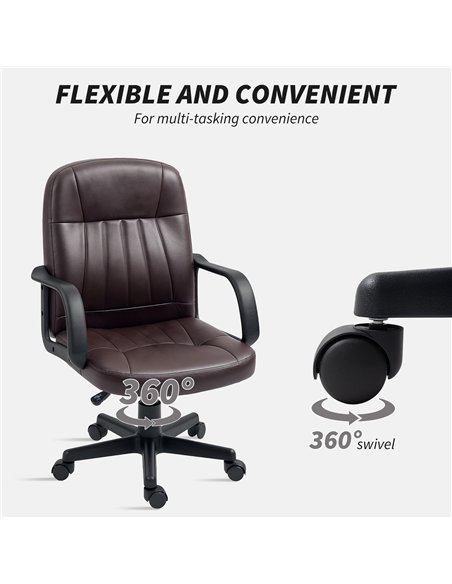 HOMCOM Swivel Executive Chair PU Leather Computer Desk Chair, Dark Brown - pic 120436 | FastDaddyshop